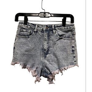 Almost Famous‎ Shorts Juniors Size 5 28 Distressed Cut Off Jean Blue Denim CJS-C